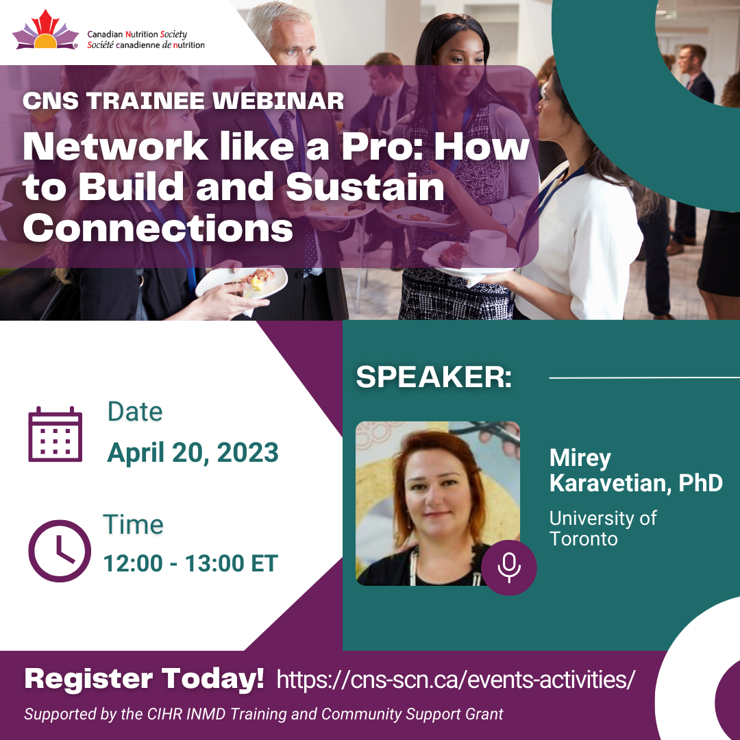 Webinar flyer Learn how to network li a pro from the Canadian Nutrition Society