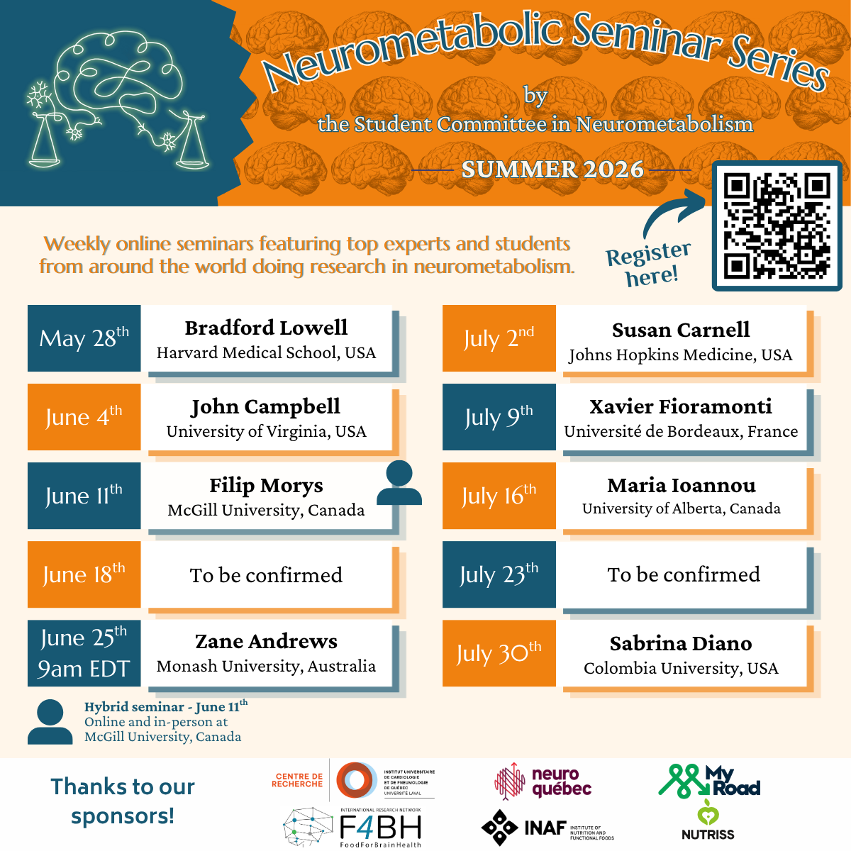 Neurometabolism webinar series schedule